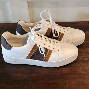 Michael kors sneakers. Womans sz 10. Brown,gold & white. New